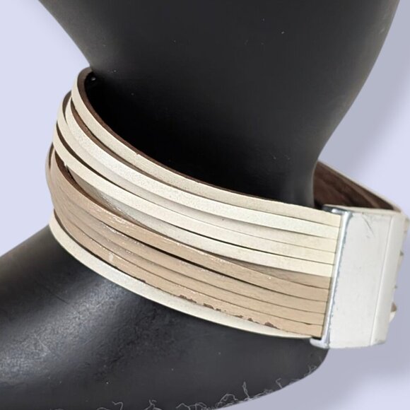 (2/$20) Brown & Cream Multistrand Magnetic Bracelet - Picture 3 of 5